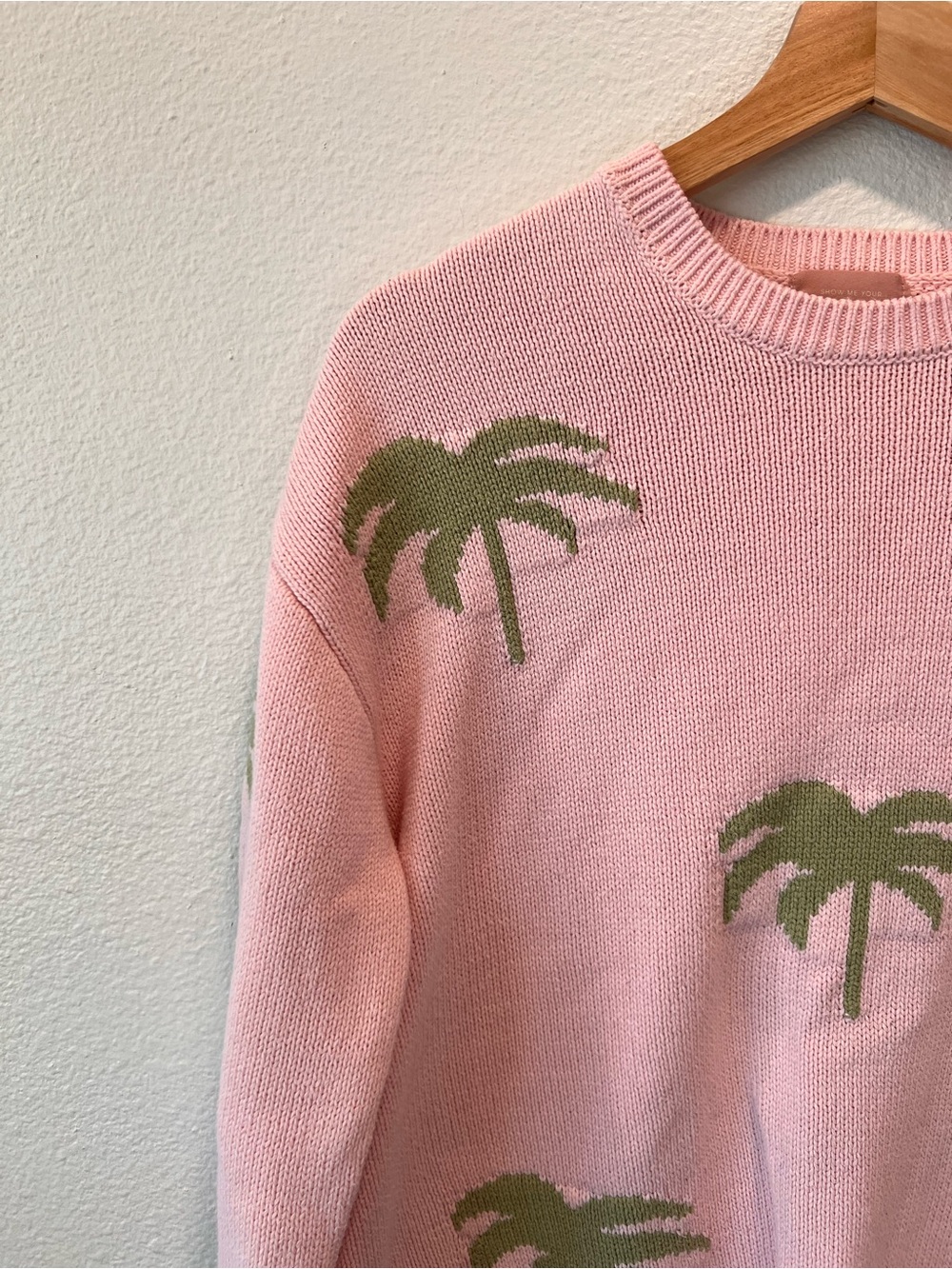 Show Me Your MuMu Pink Palm-Print Crew Sweater